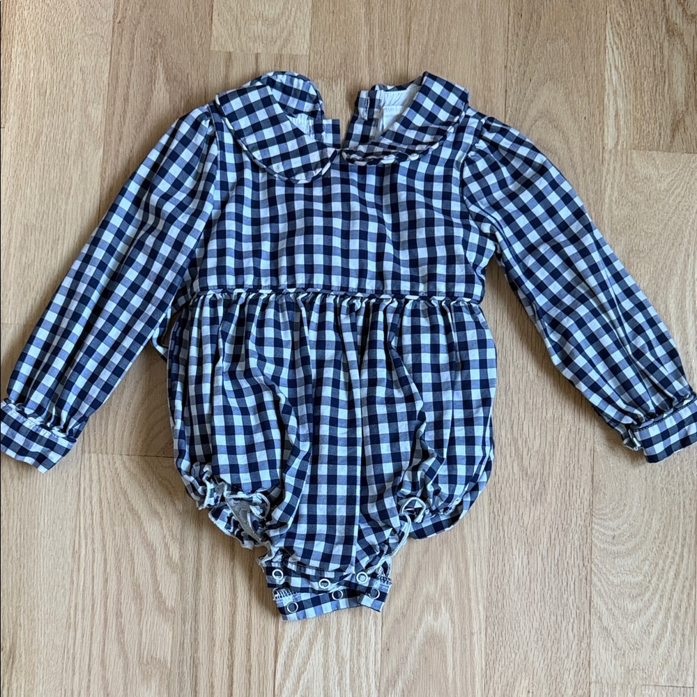 Blue and White Checkered Kids Bodysuit